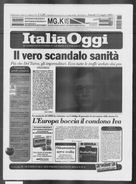 Italia oggi : quotidiano di economia finanza e politica